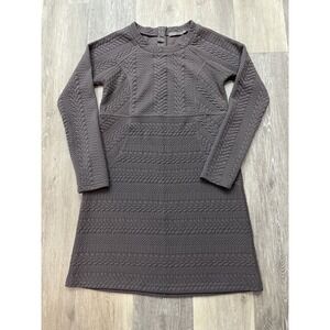 Prana Macee Long Sleeve Jacquard Knit Shift Dress Plum Scoop Neck Size M